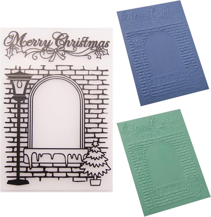 Arbuya Christmas Deck The Hall Plastic Embossing Folders for Card Making or Journaling Wall Bricks DIY Template Photo Album Paper Handmade Scrapbooking Craft Decoration Mold - Image 1
